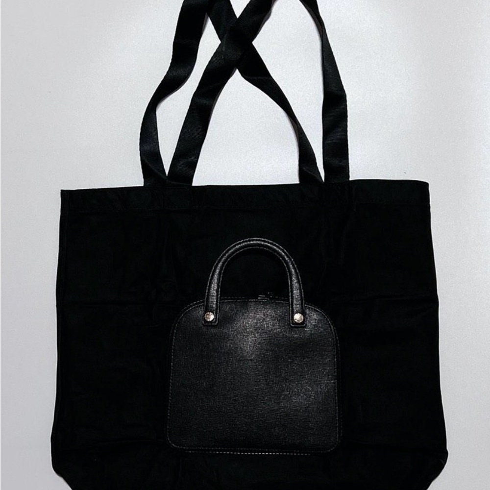 FURLA Black Foladable Shopper Tote - Rare - Picture 2 of 16